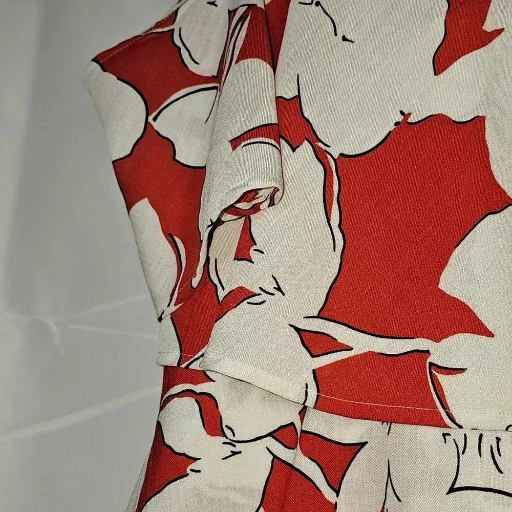 J.O.A Los Angeles Red and White 100% Linen Skort - Picture 7 of 15